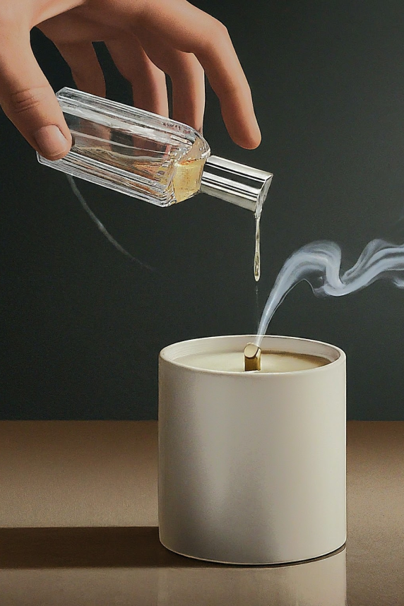 perfumes being poured into candle